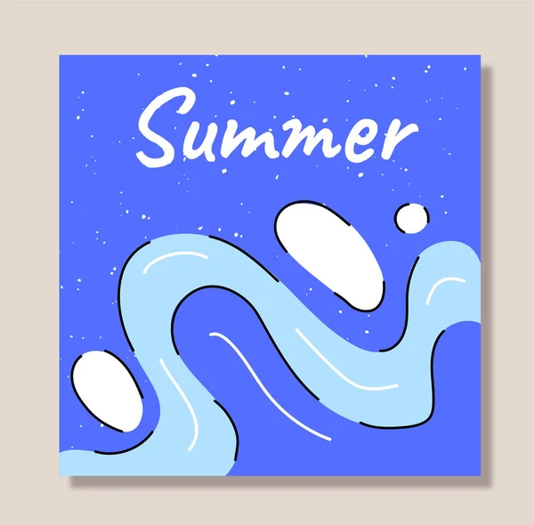 Sommerkartenkonzept Blaues Poster Oder Banner Für Die Webseite Sommerzeit Und — Stockvektor