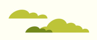 Peyzaj çimeni konsepti. Çalılar ve yapraklar. Yaz ya da bahar manzarası yaratmak için bir unsur. Şablon, yerleşim ve modelleme. Çizgi film düz vektör çizimi beyaz arkaplanda izole edildi