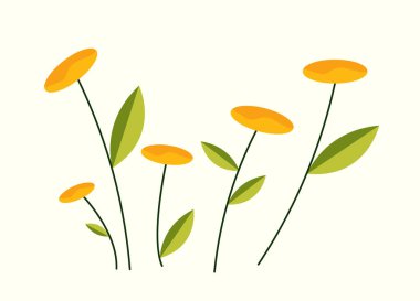 Peyzaj çiçekleri konsepti. Güzel manzara, buket. Botanik ve çiçekçilik. Yaz ya da bahar sezonu. Şablon, yerleşim ve modelleme. Çizgi film düz vektör çizimi beyaz arkaplanda izole edildi