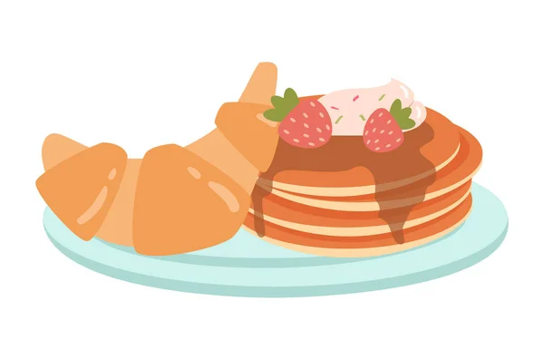 Ciasto Rogalikami Deser Przysmak Naleśnikami Tradycyjne Poranne Jedzenie Śniadanie Plakat — Wektor stockowy