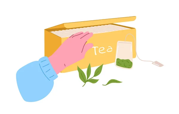 Χέρι Τσάι Έννοια Παραδοσιακό Πρωινό Ποτό Νόστιμο Υγρό Και Ποτό — Διανυσματικό Αρχείο