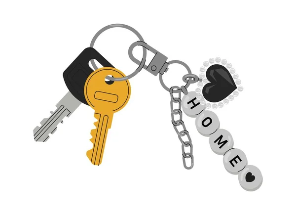 Door Keys Keyfobs Concept Icon Website Ring Bunch Keys Charm — Stock Vector