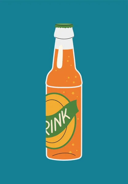 레트로 음료의 음료수나 주스를 유리병 맛있는 휘발성 액체에 광고와 마케팅 — 스톡 벡터