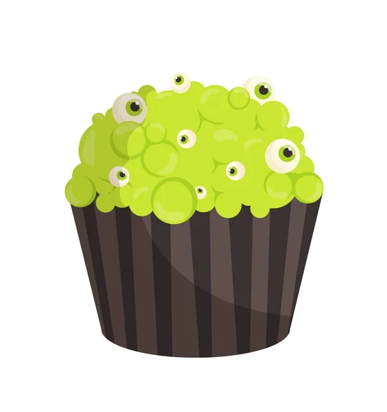 Conceito Cupcake Halloween Sobremesa Delicadeza Férias Internacionais Terríveis Imaginação Fantasia — Vetor de Stock