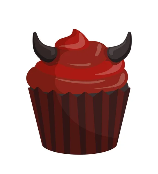 Conceito Cupcake Halloween Sobremesa Delicadeza Produto Chão Para Férias Festival — Vetor de Stock