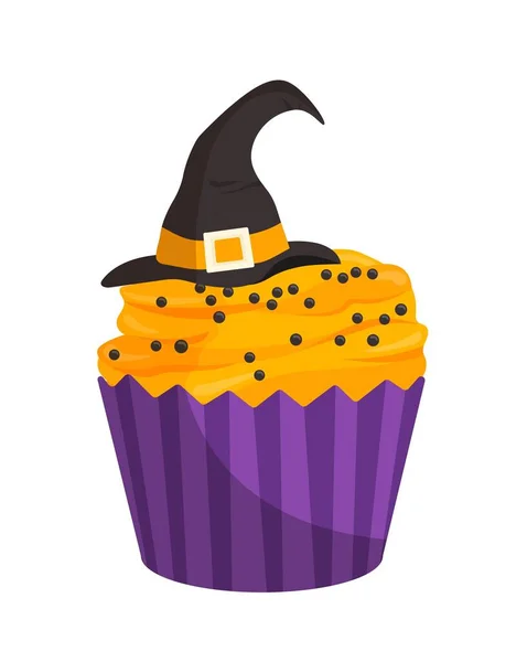 Conceito Cupcake Halloween Férias Internacionais Medo Horror Sobremesa Delicadeza Produto —  Vetores de Stock