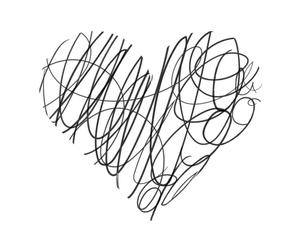 Minimalist Tarzda Bir Kalp Duygular Romantik Ilişkiler Çizimi Kıvrım Çizimi — Stok Vektör