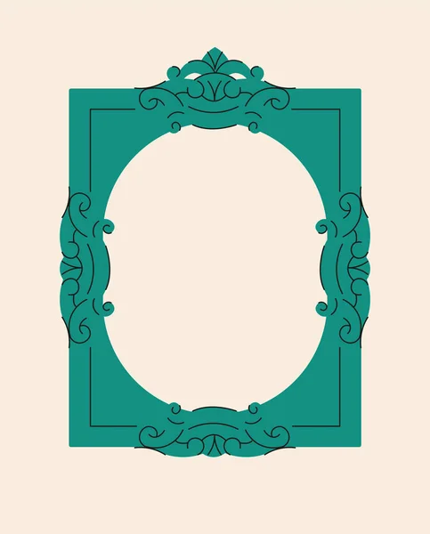 Green Vintage Frame Place Photography Antique Mirror Border Pattern Ornament — Stock Vector