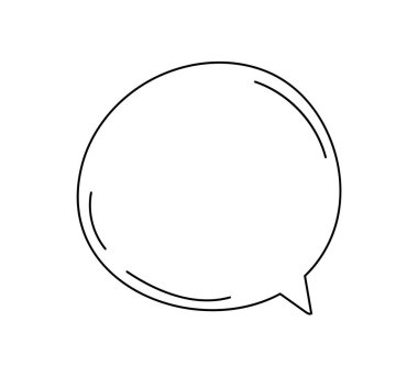 Minimalist balon konuşma konsepti. Metin için boşluk, çizgi roman için element. İletişim ve etkileşim. Web sitesi afişi ya da afişi. Beyaz arkaplanda izole edilmiş doğrusal düz vektör çizimi