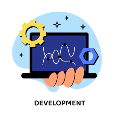 İş geliştirme konsepti. İki çizelgeyle el ele tutuşma tahtası. Pazarlama, araştırma ve analiz. Planlama ve hedef belirleme. Çizgi film düz vektör çizimi beyaz arkaplanda izole edildi