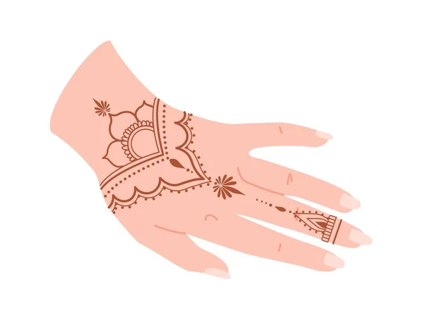 Mão Com Conceito Tatuagem Henna Estética Elegância Místico Esotérico Arte — Vetor de Stock