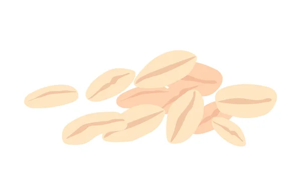 燕麦白粒概念 天然和有机产品 粥的配料 传统和健康的早餐 海报或横幅 在白色背景上孤立的卡通平面矢量图解 — 图库矢量图片