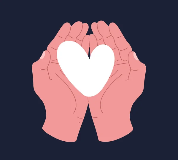 Mãos Segurando Conceito Coração Branco Metáfora Doações Doações Para Financiar —  Vetores de Stock