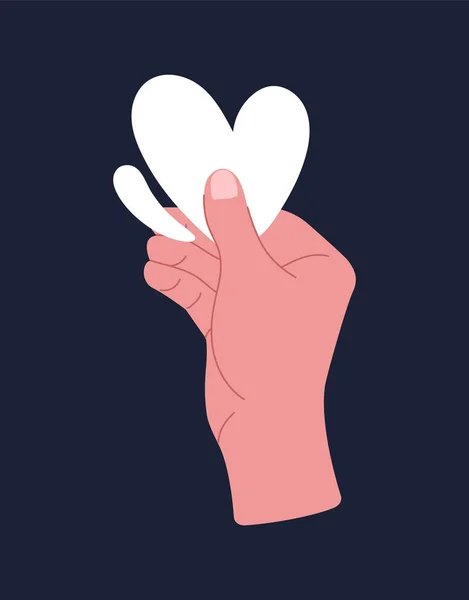 Mão Segurando Conceito Coração Branco Generosidade Bondade Apoio Cuidado Amor — Vetor de Stock