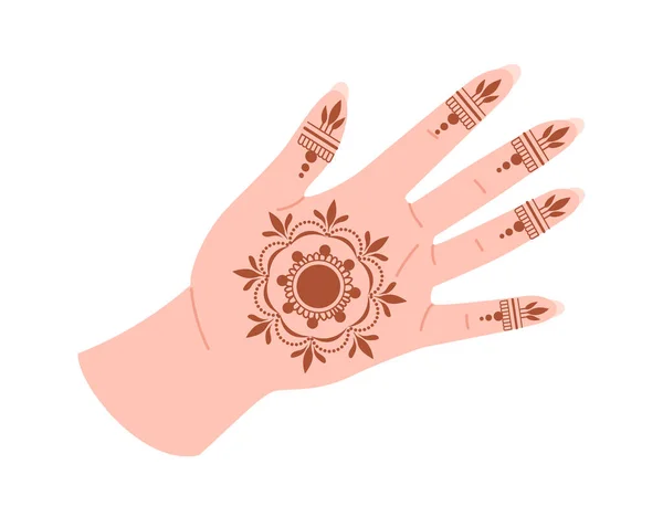 Hand Med Henna Tatuering Koncept Mode Trend Och Stil Skiss — Stock vektor