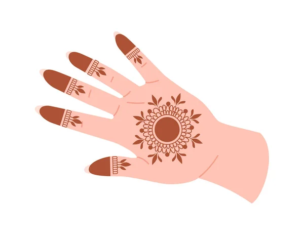Hand Met Henna Tattoo Concept Creativiteit Kunst Boho Stijl Schets — Stockvector