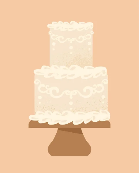 Cute White Cake Plate Concept Dessert Delicacy Cream Vanilla Chocolate — Stock Vector