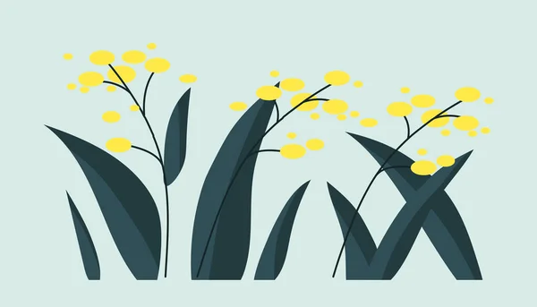 Χαριτωμένα Κίτρινα Λουλούδια Γρασίδι Έννοια Διακόσμηση Για Κήπο Αυλή Στοιχείο — Διανυσματικό Αρχείο