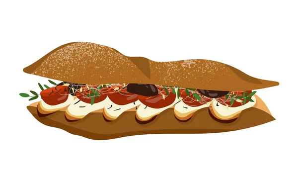 Sandwich Met Groenten Vlees Concept Fast Food Cafe Catering Menu — Stockvector