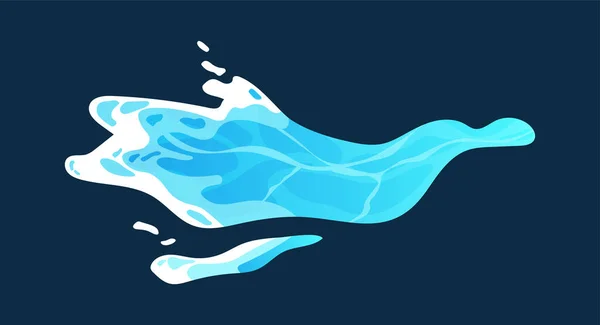 液态水飞溅的概念 Aqua和H2O下降 水滴与气泡 自然纯洁海报或横幅 在黑暗背景下孤立的卡通平面矢量图解 — 图库矢量图片