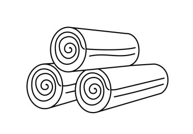 Spa hattı beyaz havlu konsepti. Rahatlama, deri ve vücut bakımı. Tedavi ve prosedürler. Dinlen ve rahatla. Web sitesi afişi ya da afişi. Beyaz arkaplanda izole edilmiş doğrusal düz vektör çizimi