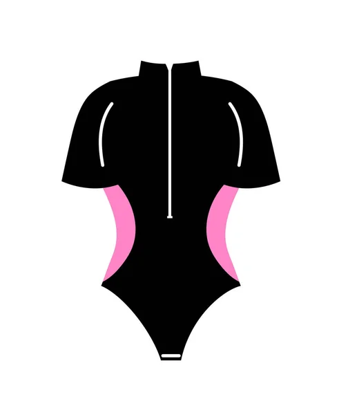 夏のコンセプトのための黒い水着 ダイビングや水泳のための保護スーツ ファッションとスタイル テンプレート レイアウト モックアップ 白い背景に孤立した漫画のフラットベクトルイラスト — ストックベクタ