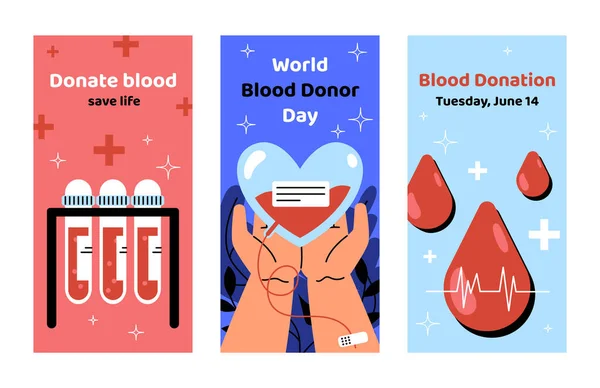 Всемирный День Донора Крови Международный Праздник Фестиваль Добровольчество Активизм Пожертвования — стоковый вектор