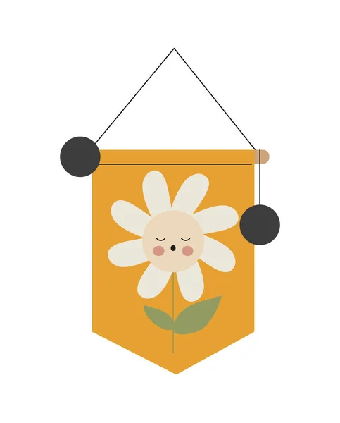 Bandera Bebé Con Concepto Estilo Escandinavo Flor Decoración Para Habitación — Vector de stock