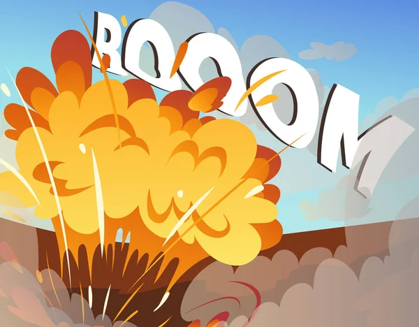 Explosion Dynamite Boom Inscription Concept War Armed Conflict Danger Destruction — Stock Vector