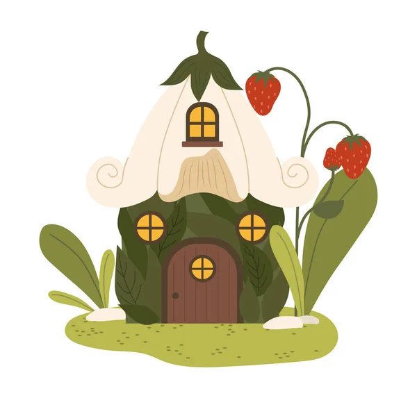 Fairy Tale Flower House Concept Imagination Fantasy Sorcery Magic Natural — Stock Vector
