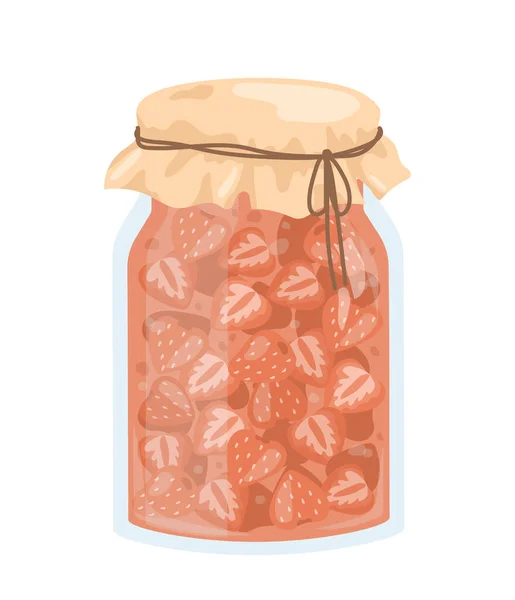 Βάζο Γυάλινο Μαρμελάδα Φράουλα Βατόμουρα Ζάχαρη Τρώω Χειμερινή Περίοδο Επιδόρπιο — Διανυσματικό Αρχείο