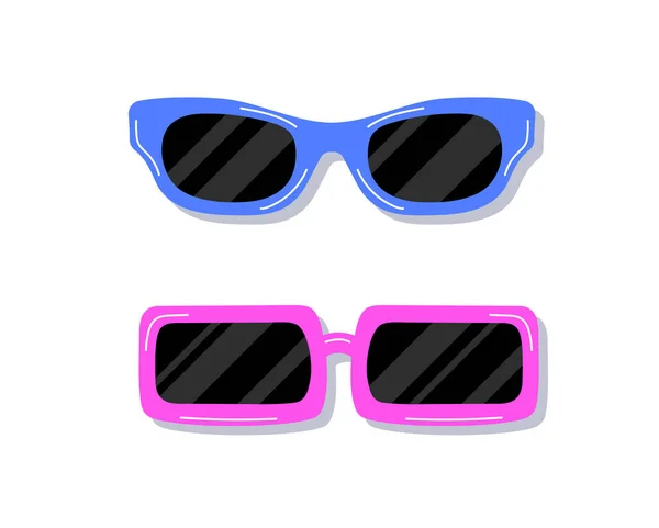 Set Trendy Sunglasses Aesthetics Elegance Eye Protection Equipment Sticker Social — Stock Vector
