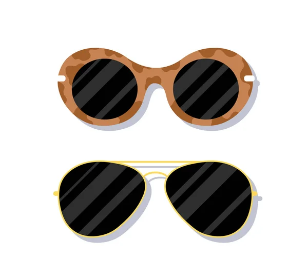 Een Set Trendy Zonnebrillen Accessoires Voor Warm Weer Het Zomerseizoen — Stockvector
