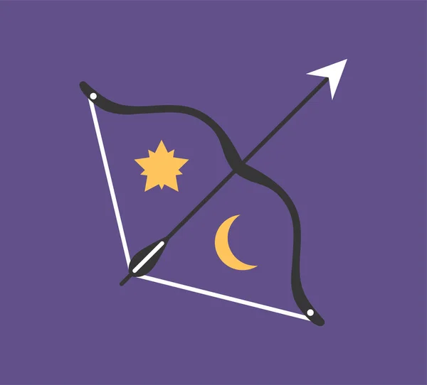 星座黄道带射手座星座的概念 神秘主义和神秘主义 预言和精神 网站的海报或横幅 在紫色背景上孤立的卡通平面矢量图解 — 图库矢量图片
