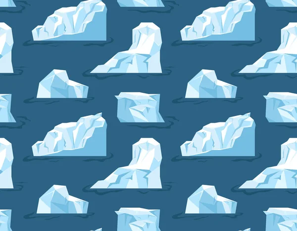 北极冰无缝模式的概念 重复在织物上印刷的设计元素 冰在水里飘浮 北冰洋和南极洲卡通平面矢量插图 — 图库矢量图片