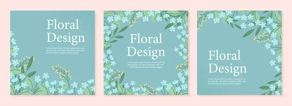 Floral Design Templates Set Spring Season Bloom Blossom Flowers Plants — Stock Vector