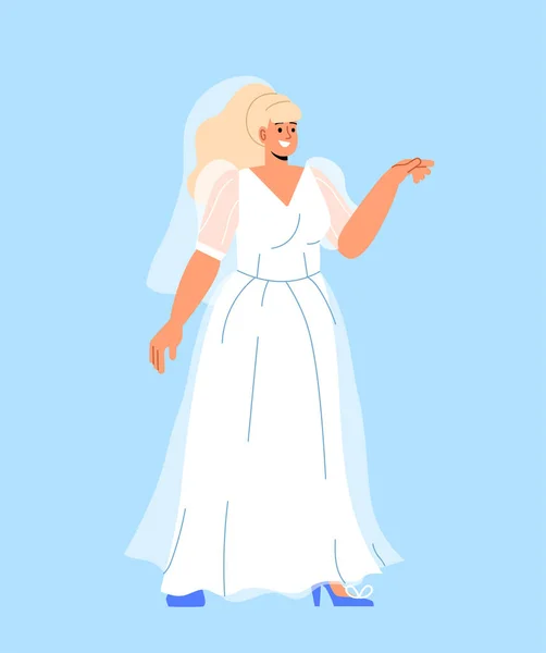 Женщина Свадебном Платье Молодая Девушка Браке Невеста Жена Красивая Красивая — стоковый вектор