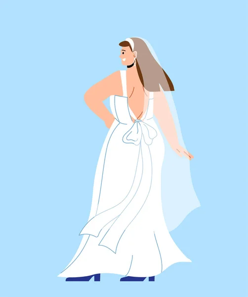 Woman Wedding Dress Concept Young Girl Marriage Bride Wife Beauty — Stock Vector