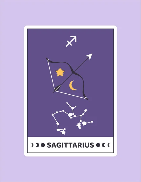 Horoscoopkaart Met Boogschutter Concept Astrologisch Dierenriemteken Met Boogschutter Sterrenbeeld Sterren — Stockvector