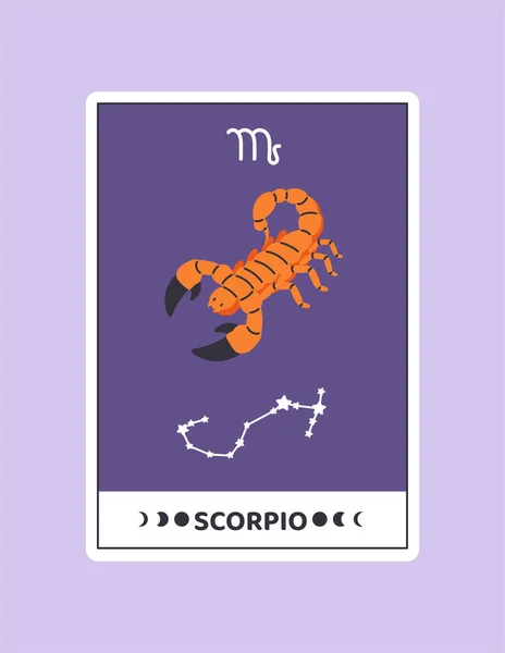 Horoscoopkaart Met Schorpioen Concept Astrologisch Dierenriemteken Met Schorpioen Geboortedatum Template — Stockvector