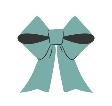 Mavi yay kavramı. Hediye kutuları ve hediyeler için dekor. Tatil ve festival. Güzellik, estetik ve zarafet. Şablon ve düzen. Çizgi film düz vektör çizimi beyaz arkaplanda izole edildi