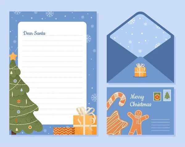 Noel Baba Mektup Noel Baba Için Dilek Listesi Noel Yeni — Stok Vektör