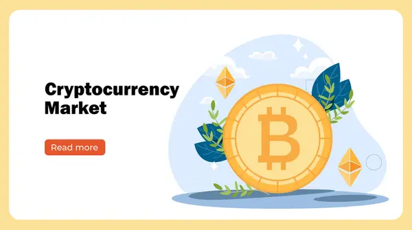 Cryptogeld Markt Poster Bitcoin Litecoin Altcoin Financiële Geletterdheid Passief Inkomen Stockillustratie