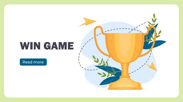 Ganhar Cartaz Jogo Troféu Ouro Perto Aviões Papel Torneio Competição — Vetor de Stock