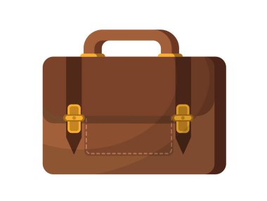 Babalar günü öğesi. Kahverengi evrak çantası ve portföy. Şık bir giysi ve aksesuar. Ebeveynlik ve babalık. Şablon ve düzen. Düz vektör çizimi beyaz arkaplanda izole edildi