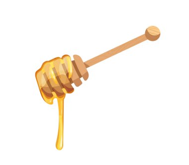 Bal elementi şekeri. Bal ile devam et. Doğal ve organik tatlı ürün. Taze tatlı ve lezzet. Çiftçilik ve tarım. Düz vektör çizimi beyaz arkaplanda izole edildi