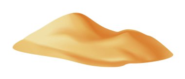 Yumuşak gölgeler ve röflelerle pürüzsüz altın kum tepecikleri, yarı gerçekçi bir grafik tarzla şekillendirilmiş, beyaz bir arka planda izole edilmiş. Çöl kavramı. Vektör illüstrasyonu