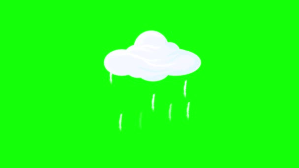在绿色屏幕上的矢量卡通片雨云 他们会让你的人物形象焕然一新 无缝循环动画 — 图库视频影像