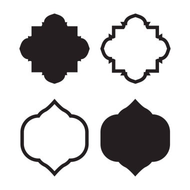 Arap Yay Penceresini ve Kapıları Geleneksel Tasarım ve Kültür Vektörü Şeklini Ayarla