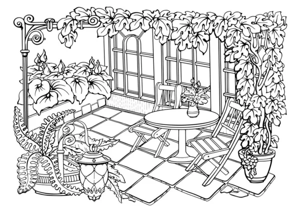Romantic Secret Garden Coloring Pages Coloring Book Adults Stress Colouring — Stock Vector